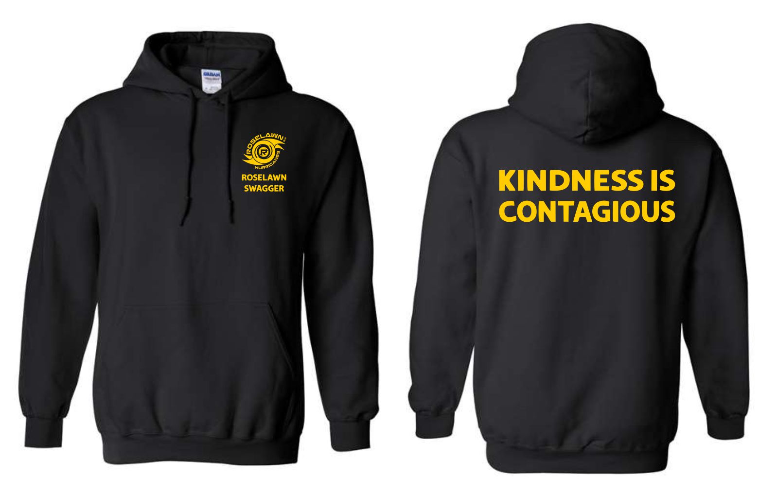 #3- Black Hoody- Printed Left Chest & Full Back