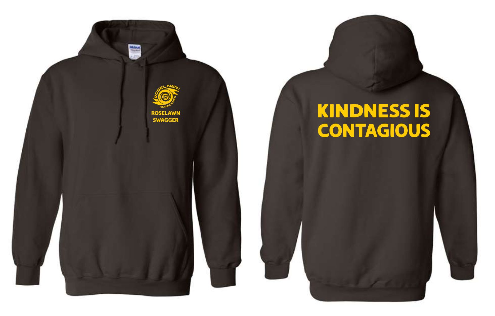 #3- Brown Hoody- Printed Left Chest & Full Back