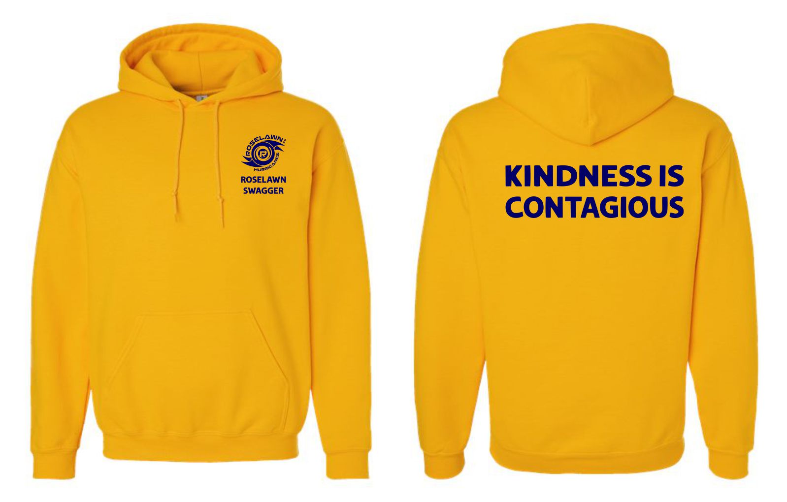 #3- Yellow Hoody- Printed Left Chest & Full Back