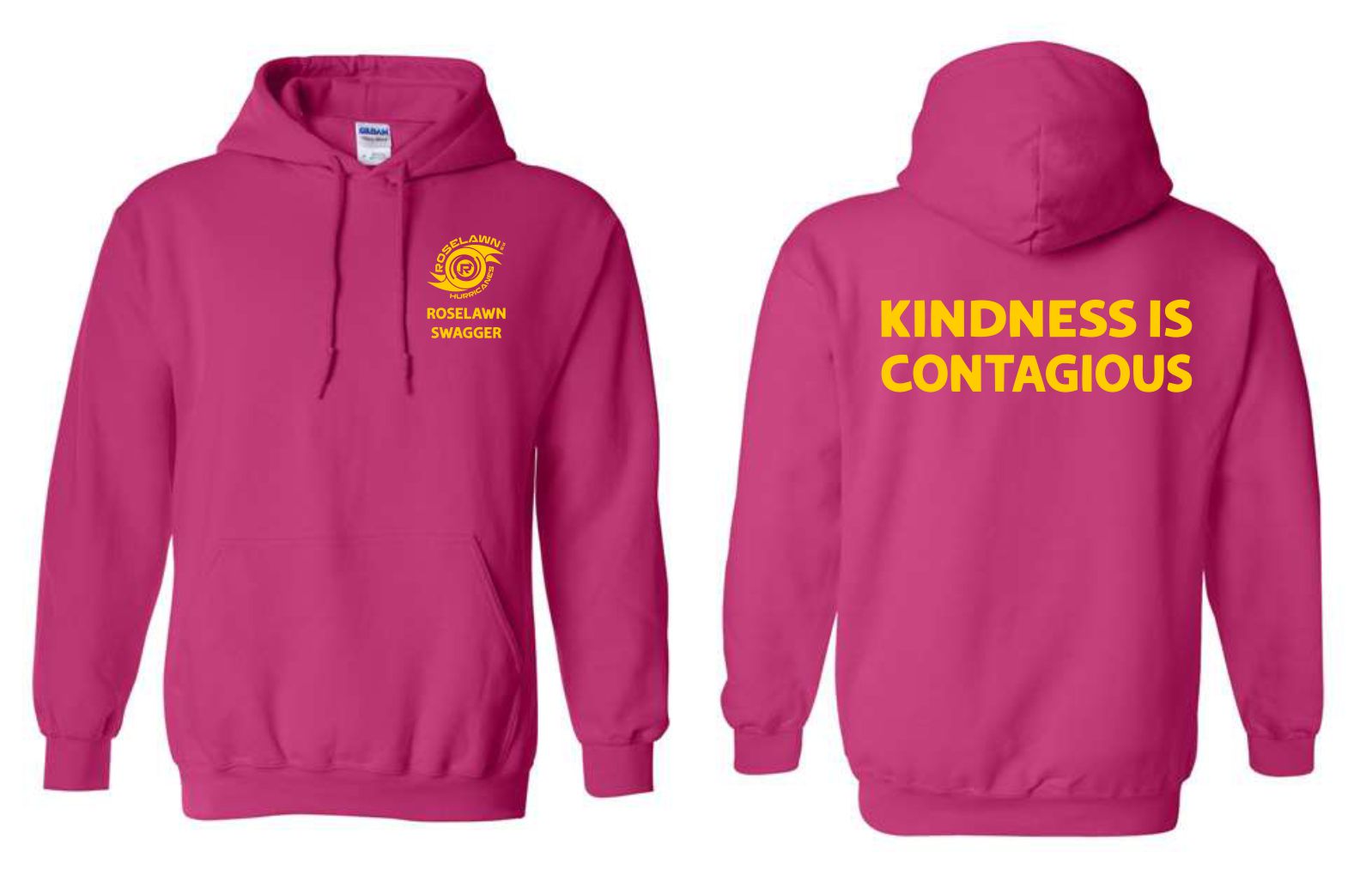 #3- Pink Hoody- Printed Left Chest & Full Back
