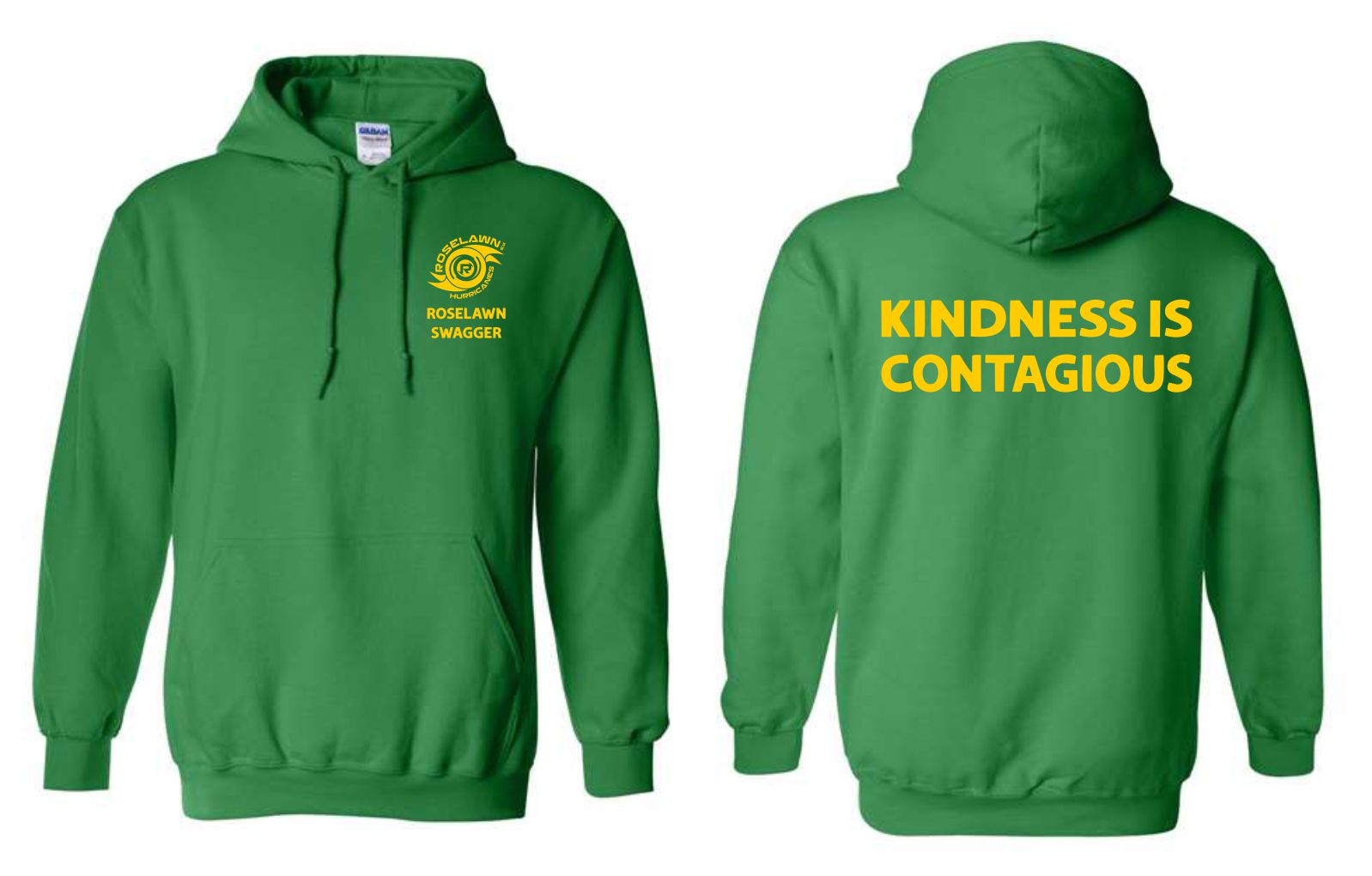 #3- Green Hoody- Printed Left Chest & Full Back