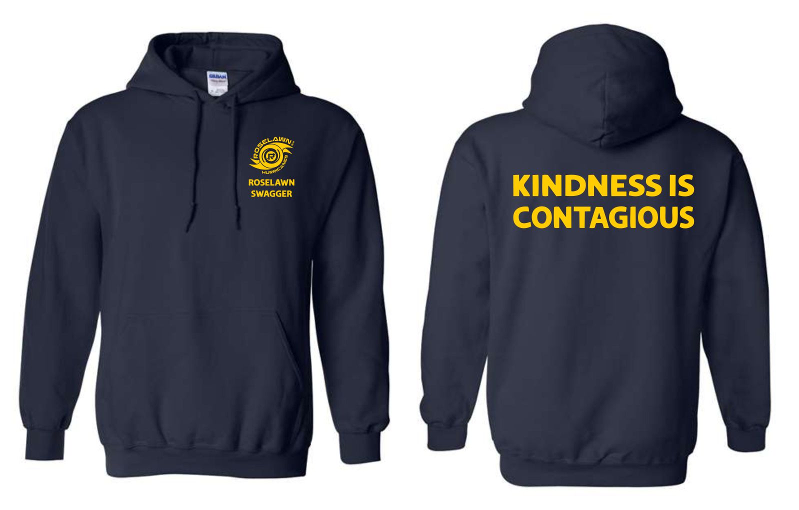 #3- Navy Hoody- Printed Left Chest & Full Back