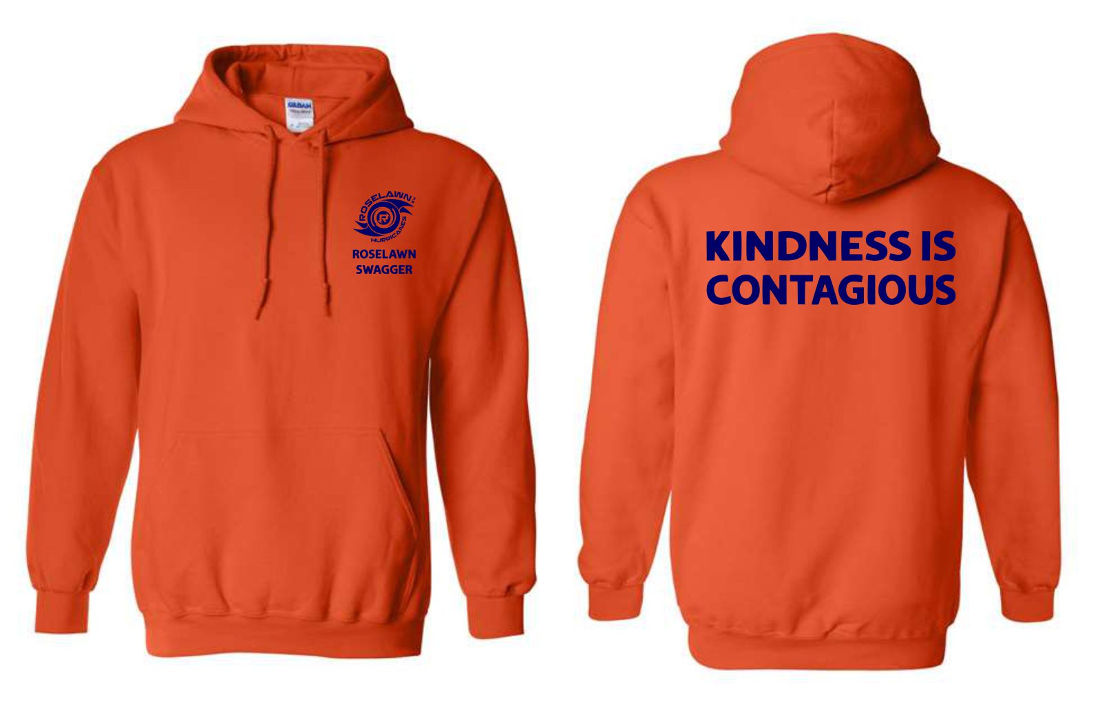#3- Orange Hoody- Printed Left Chest & Full Back