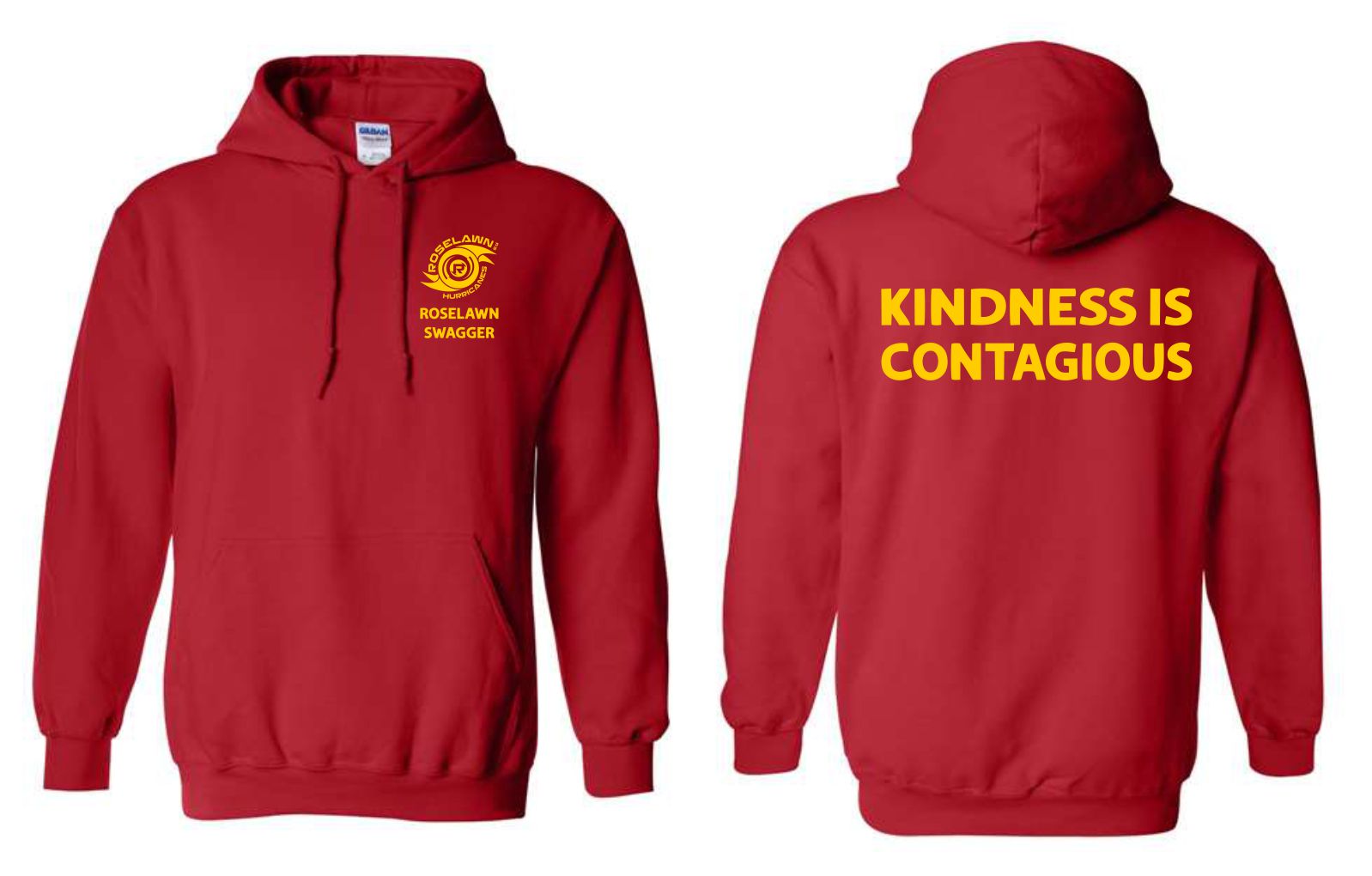 #3- Red Hoody- Printed Left Chest & Full Back