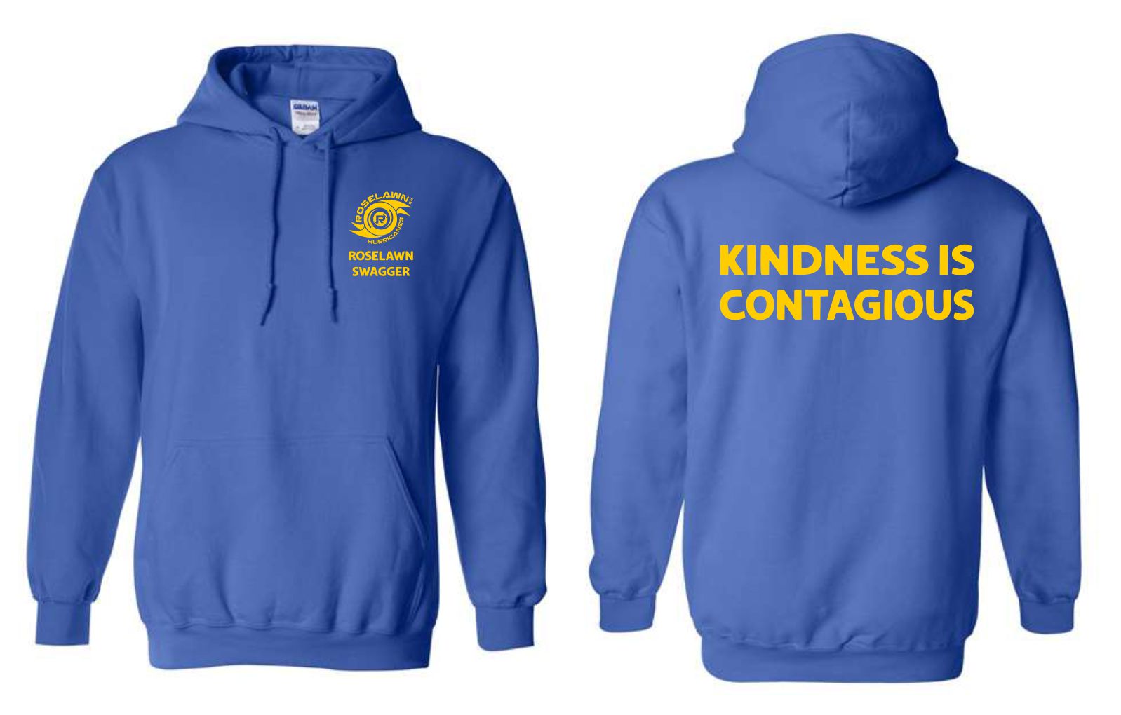 #3- Blue Hoody- Printed Left Chest & Full Back
