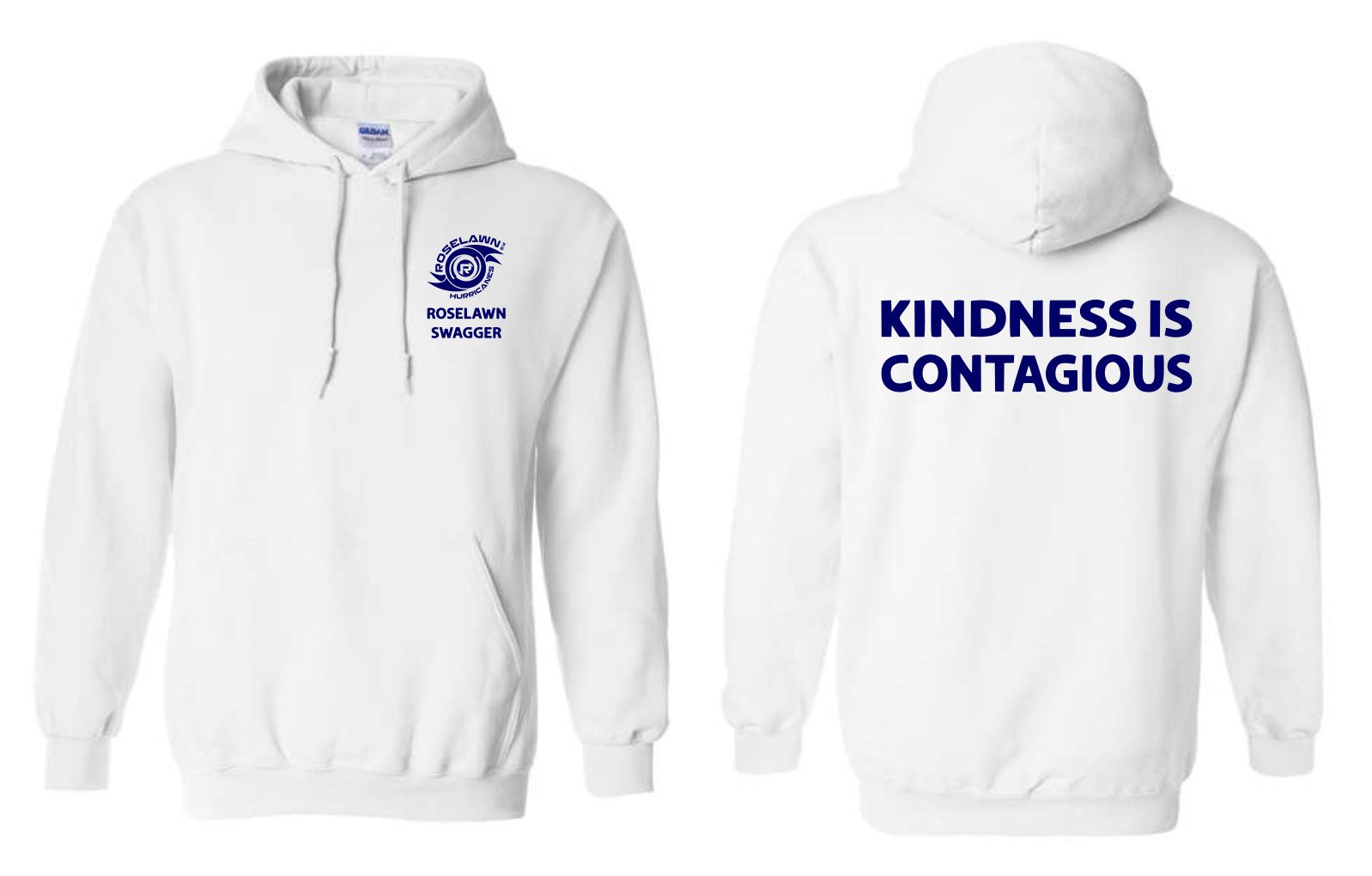 #3- White Hoody- Printed Left Chest & Full Back