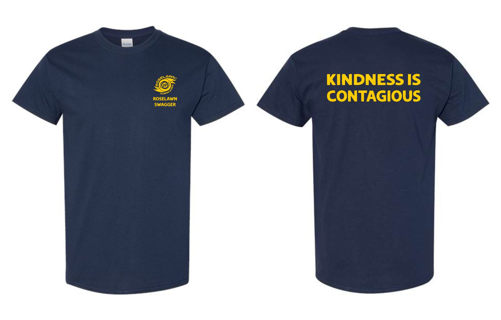 #4- Navy Cotton T-Shirt- Printed Left Chest & Full Back