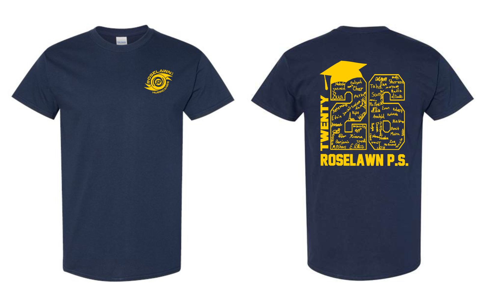 #2- Navy Grad T-Shirt- Left Chest & Full Back Printed
