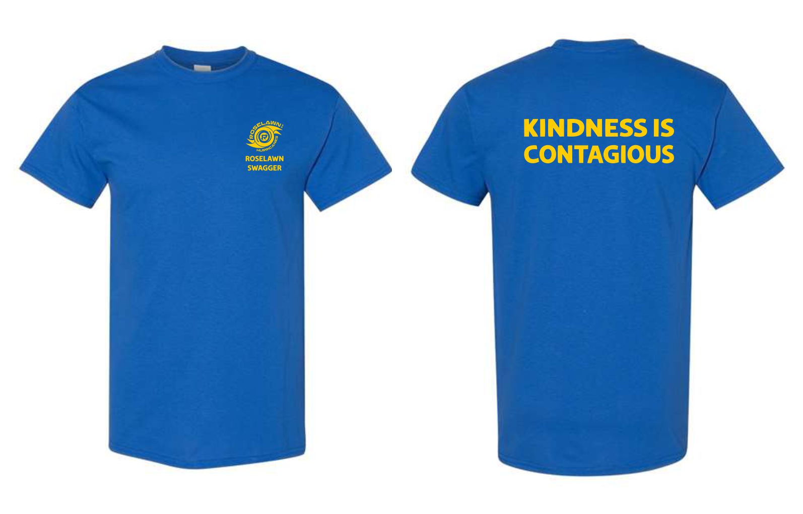 #4- Blue Cotton T-Shirt- Printed Left Chest & Full Back